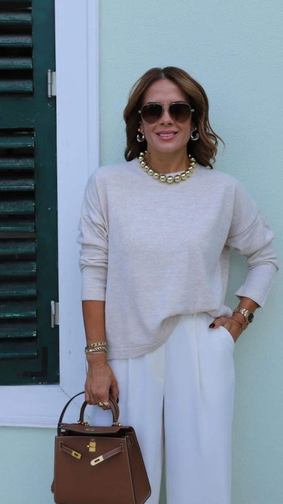 Beige Glittery Knitwear