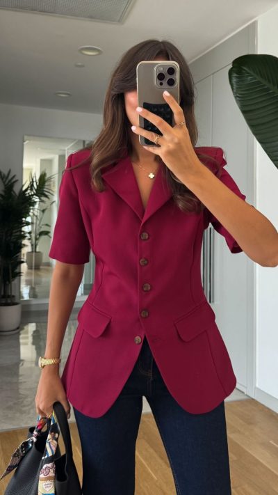 Fitted Short Sleeve Blazer