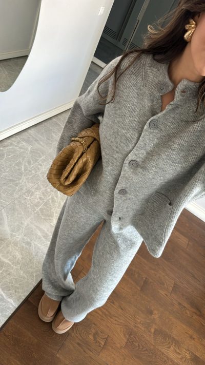 Grey Knitted Wool Suit