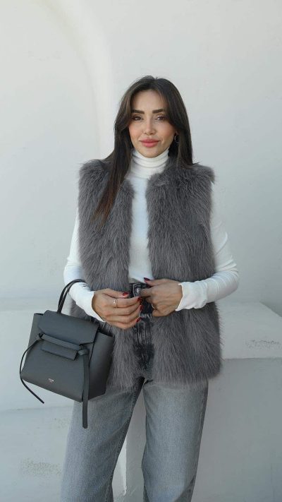Anthracite Mendes Faux Fur Vest