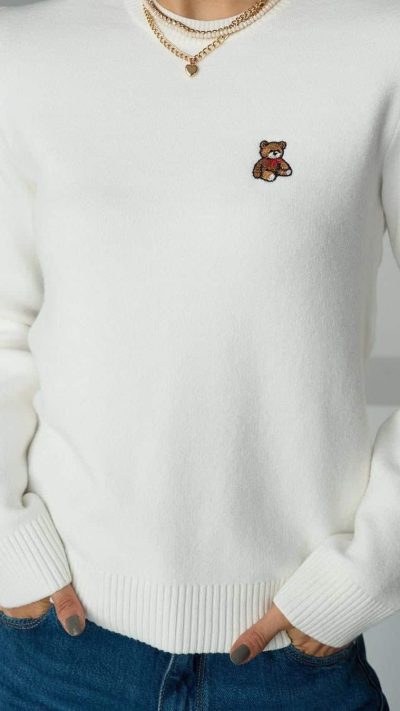 Jenna Teddy Bear Embroided Sweater