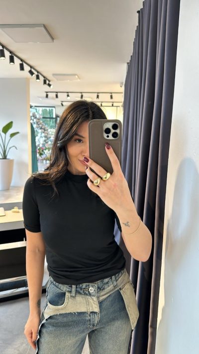 Black High Collar Blouse