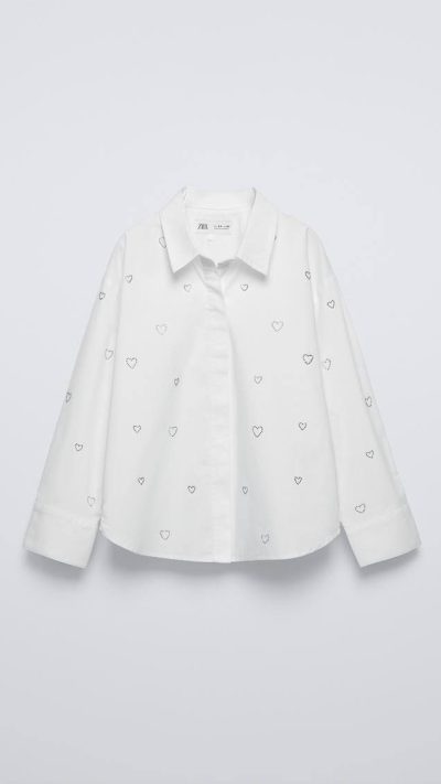Stone embroidered poplin shirt
