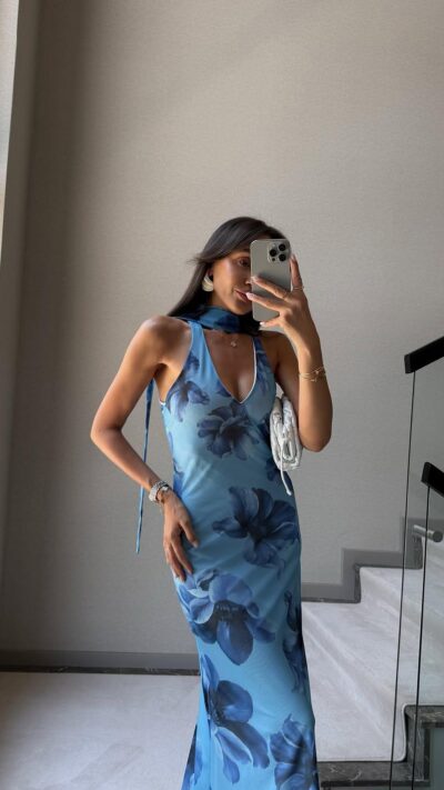 BLUE ORCHID PATTERNED DRESS