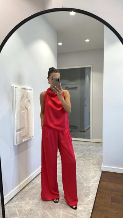 SATIN DRAPED TROUSERS SET