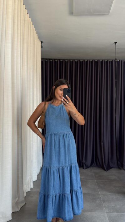 Denim Neck Tie Dress