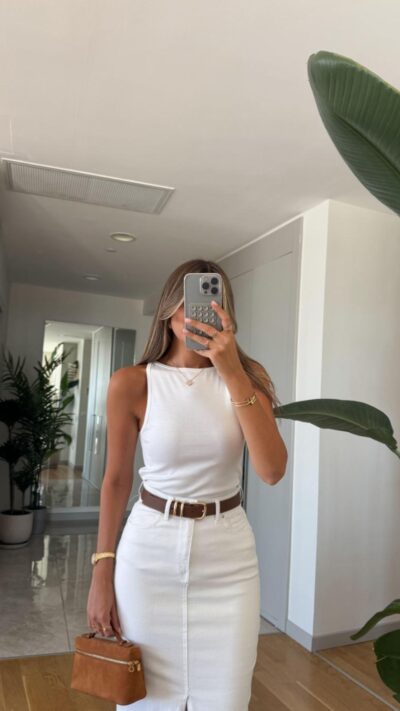 Collar Tank Top - White
